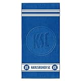 Karlsruher SC Duschtuch blau - hochtief - Badetuch 70 x 140 cm Strandtuch, Handtuch KSC (L)