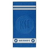 Karlsruher SC Duschtuch blau - hochtief - Badetuch 70 x 140 cm Strandtuch, Handtuch KSC (L)