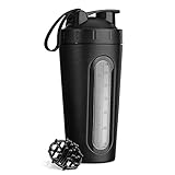 Navaris Protein Shaker Flasche aus Edelstahl - 750ml Fitness Becher für Eiweiß Shake - Sport Trinkflasche für Proteinshake - für Training F