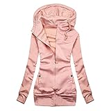 Winterjacke Damen Lang,Damen Regenjacke Wasserdicht Atmungsaktiv Windbreaker Übergangsjacke Lang Gefüttert Regenmantel mit Fleece-Innenfutter Große Größe Regenponcho Fleecejacke Kapuze Winterjack