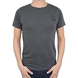 Wool Rockers Merino T-Shirt mit Logo für Herren, mit Rundhalsausschnitt, atmungsaktiv und geruchsabweisend, Made in Portugal (XL, grau)