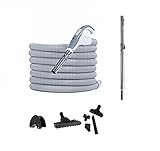 Zentralstaubsauger HouseVac Ultra Zubehör Kit 8 Teile Saugschlauch mit Handgriff Teleskopstange Umschaltbare Bodendüse Fugendüse Set zur gründlichen Reinigung (10.5m)