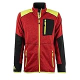 FORSBERG Loggers II Strickjacke Forst Strickfleece mit Softshell Verstärkung rot Neongelb gut sichtbar bequem robust hochwertig, Farbe:rot/gelb, Größe:L