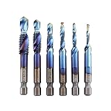 Paritarinie 6 stücke Schraube Tap Kits HSS. Schraubspiralpunkt-Gewindehahn M3 M4 M5 M6 M8 M10 Sechskant-Schaft-Maschine Tap Hand-Bohrer-Bits (Color : Long)