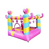DBOATB Aufblasbare Hüpfburg Kinder Aufblasbares kleines Trampolin Sommer Indoor und Outdoor große Wasserrutsche für den Spielplatz im Innenhof (Color : Pink, Size : 220x210x195cm) (Rosa 220x210x195