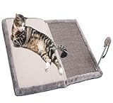 Happi N Pets Kratzmatte für Katzen, 64 x 41,9 cm, großer natürlicher Sisal-Kratzbaum, strapazierfähiger Teppich mit Katzenbett, faltbar, horizontal, mit interaktivem Katzenspielzeug