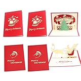 6 Stück 3D-Weihnachtskarten, Pop-Up-Weihnachtsdanksagungskarten, Weihnachtsmann, Weihnachtsbaum, Popup-Karte, Geschenk für Weihnachtsgrüß