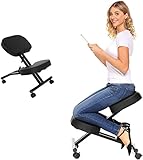 BATHWA Kniestuhl ergonomisch, Kniehocker Sitzhocker Bürohocker Computerstuhl höhenverstellbar mit Rollen für Zuhause und Bü