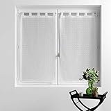 1 Paar Gardinen mit Schlaufen, 2 x 60 x 120 cm, sandgestrahlt, Pomponella weiß/weiß