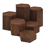 BELLE VOUS Hexagon Display Podest Dekosäule Holz (x6) – Sockel für Skulpturen Holzsäule für Regale & Tresen – Verschiedene Holzsäulen Deko Sechseckig Kettenhalter Schmuck, Figuren, Cupcakes, D