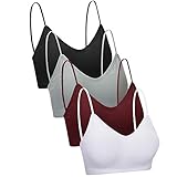 Syliababy 4er Pack BH Gepolsterte mit V-Ausschnitt Push up Gepolstert Leibchen-Bandeau-Sport-BH-Schlaf-BH Ohne Buegel Bralette Yoga Sports BH Workout Tank Top Bra Weste Fitness Sexy Unterw