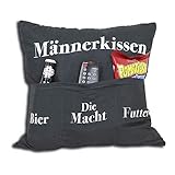 Kamaca Originelles Dekokissen Kissen mit 3 Taschen zum selber Befüllen Größe 43x43 cm tolles Geschenk für EIN gelungenen Sofaabend Filmabend (Männer - Kissen)