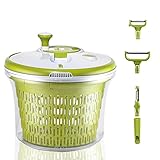 DJ Salatschleuder 5L Premium |Profi Salad Spinner Deutsches Design+ Innovative Kurbel- und 3 GEMÜSESCHÄLER/BPA F