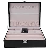 Schmuckschatullen, Tragbarer Uhrenorganisator, Ohrring Ring Armband Schmuck Display Box, Senior Jewellery Packaging Organizer, Multifunktionaler Displayhalter für Schlafzimmer zu Hause, Schw