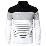 KAIXLIONLY Poloshirt Herren Langarm Kontrast Polohemd Basic Golf T-Shirt Herren Poloshirt Langarm Baumwolle Polohemd Freizeit Polo Golf Wintershirts mit Krag