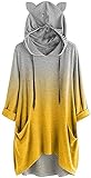 Tophoopp Hoodies für Frauen, Damen Oversize Pullover Langarm Top Pullover T Shirt Bluse mit Katzenohren Hoodie Sweatshirt, gelb, 48