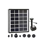 Solarpumpe Teichpumpe, Solar Springbrunnenpumpe 1.5W 6V Panel Mit Erdungsstecker, Solar Wasserpumpe für Vogeltränken, Fischteiche,Gartenteich Springbrunnen 175L/