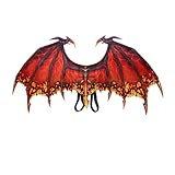 PRETYZOOM Drachen Kostüm Flügel Rot Flügel Teufel Dinosaurier Kostüm Kinder Erwachsene Kostüm Requisiten Geburtstag Karneval Dino Party Cosplay Zubehö