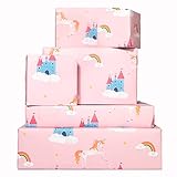 Central 23 - Geburtstags-Geschenkpapier - Rosa Einhorn & Regenbogen - 6 Geschenkpapierblätter für Mädchen - Neues Baby - Magisches Geschenkpap