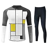 Fahrradjacken Anzug Unisex, Herren-Polyester-Radkleidung mit 3D gepolsterter Bib-Hose/Hosen-Set, Winter-Langarm-Thermo-Fahrrad-Kleidung MTB Rennrad-Fahrrad-Rad-Trikot-Anzüge (Color : A, Size : L)