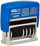 COLOP Datumstempel mit Wortband S 120/WD inkl. 12 Bürotexten, Kissen blau/rot, im Faltk