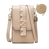 Handy Umhängetasche Leder Handytasche Damen Klein Handtasche zum Umhängen Geldbörse Crossbody Schultertasche Frauen Schöne Handy Tasche für iPhone 12/12 Pro/11/XR/Xs/X, Handy bis zu 6.5 Zoll (Braun-1)