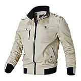 XPDD Herren Warm Jacke Cargo Winterparka Militär Jacke für Herren Outdoorjacke Übergangsjacke Sommerjacke Herren Jacke Frühling College Jacke Baseballjacke mit Stehkragen Herren Windbreaker Jack