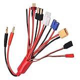 RUIZHI 8 in 1 Ladegerät Adapter Stecker Multi Ladekabel Lipo Akku Ladegerät mit 4,0 mm Bananenstecker für TRX, EC3, JST, Futaba, XT60, T-Dean, DIY blanker D