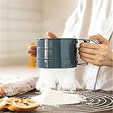 ZDAMN Mehlsiebe Ultra-feiner Edelstahl Mehlsieb Handheld Halbautomatisches Mesh-Backen Runder Puder-Zucker-Cup-Filter-Mesh-Sieb Küchenwerkzeug (Farbe : Blau, Size : One Size)