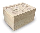 MidaCreativ zur Geburt, Holz-Geschenkbox Erinnerungsbox Gr. 3 Kiefer incl. Auswahl-Gravur (GB16) optional auch abschließb