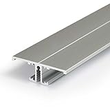 2m Aluprofil BACK (BA) 2 Meter Aluminium Profil-Leiste eloxiert für LED Streifen - Set inkl Abdeckung-Schiene milchig-weiß opal mit Montage-Klammern und Endkappen (2 Meter milchig slide)