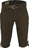 Kniebundhose Leder Nubuk-Fuente Jagdhose- Trachtenlederhose Herren- Damen Kniebundlederhose -Trachten Lederhose mit Gürtel in Braun, Camel, Grün, Trachtenhose Knielang (40, Braun)