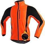 xiaoji Fahrradjacke Winter Herren Fleece,Warmes Wollfutter,Winddichte Ärmel,Bequem Und Leicht,Kälte- Und Winddicht Und Warm,Geeignet Für Herbst- Und Winterradfahren,Laufen Usw. Orange,S