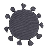 Zoohuoguo,Gestricktes Quastenkissen, Durchmesser 40 cm, Kissenbezug, Kissen, Rundkissen, Taillenkissen (einschließlich Kern), Geeignet für Sofa, Schlafzimmer, Stuhl. (Gray)