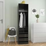 Hibcotuo Kleiderschrank mit Schubladen Hochglanz-Schwarz 50×50×200