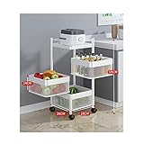 Weiß Rotierende Multi-layer Kitche Regal Aufbewahrung Organizer Rack,Obst Gemüse Aufbewahrungskorb Stehende Regaleinheiten Küche Regal Organizer Rack Mit Rädern Für Küche Badezimme-Weißes quadrat 3