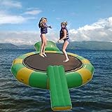 BUYAEAR 10Ft Aufblasbare Seetrampolin-Plattform, Tauchtrampolin Mit Rutschen Und Leitern, Aufblasbares PVC-HüPfbett, Geeignet FüR Indoor-Garten Oder Outdoor-Sportarten,2