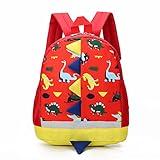 Kinder-Schultasche für Jungen und Mädchen, Cartoon-Dinosaurier, niedlicher Rucksack, leichte Büchertasche, Studentententasche, für Kindergarten, Vorschule, Park, draußen spielen, rot, k