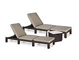 Sonnenliege Gartenliege 2er Set Allibert Daytona Polyrattan Rattanoptik Kühlbox Ice Cube - braun inkl. Auflag