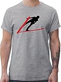 Snowboard, Ski und mehr - Skispringer Skispringen - M - Grau meliert - Skispringen t-Shirt - L190 - Tshirt Herren und Männer T-S