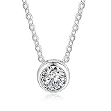 Bo&Pao Kette-Damen Silber Sterling 925 mit rund Zirkonia Anhänger 45 cm, Länge verstellb