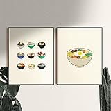 Moderne Küche Dekor 2 Stück Korea Bibimbap Korean Foods Poster Gyoza Leinwand Malerei Wand Kunstdruck Bilder für Küche Kein R