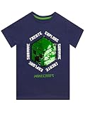 Minecraft Jungen T-Shirt Creeper Blau 152
