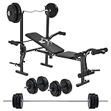ArtSport Multifunktion Hantelbank Set ProfiGym 1000 & 3in1 Hantelset mit 60 kg Gewichten – Trainingsbank klappbar Kurzhantel Langhantel C