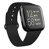 Deilin Armband für Fitbit Versa/Fitbit Versa Lite für Damen und Herren, Silikon Sport Armband Weiches Verstellbares Armband für Fit bit Versa Smartwatch (Schwarz, S)