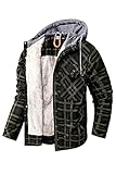 Mr.Stream Herren Kapuzenpullover Hooded Thermohemd Flanellhemd Winterjacke Hoody Fleecefutter Holzfällerhemd Arbeitshemd Hoodie Large G