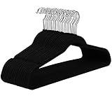 fgdjtyyj Schwarz Kleiderbügel Aus Samt,Nicht-Slip Kleiderbügel,Platzsparend Anzugbügel,Fühlte Kleiderbügel Für Erwachsene-Silber 20er Pack