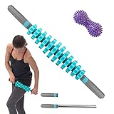 Bibykivn Massageroller Muskel Roller Stick - Mit Ergonomischen Peanut Ball Massagegerät - für Triggerpunkt-Massage, Faszienrolle mit Griff und Massageball Ideal für Anfänger (Blau)