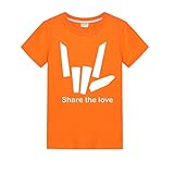 Kids Boys Share The Love Steven Sharer T-Shirts You Tube Trending Tee Weiß Gr. 9-10 Jahre, Orang