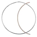 MATERIA Damen Halskette Collier Rosegold 2in1-925 Silber Tonda Kette Halsreif 45cm rhodiniert vergoldet + Etui CO-19